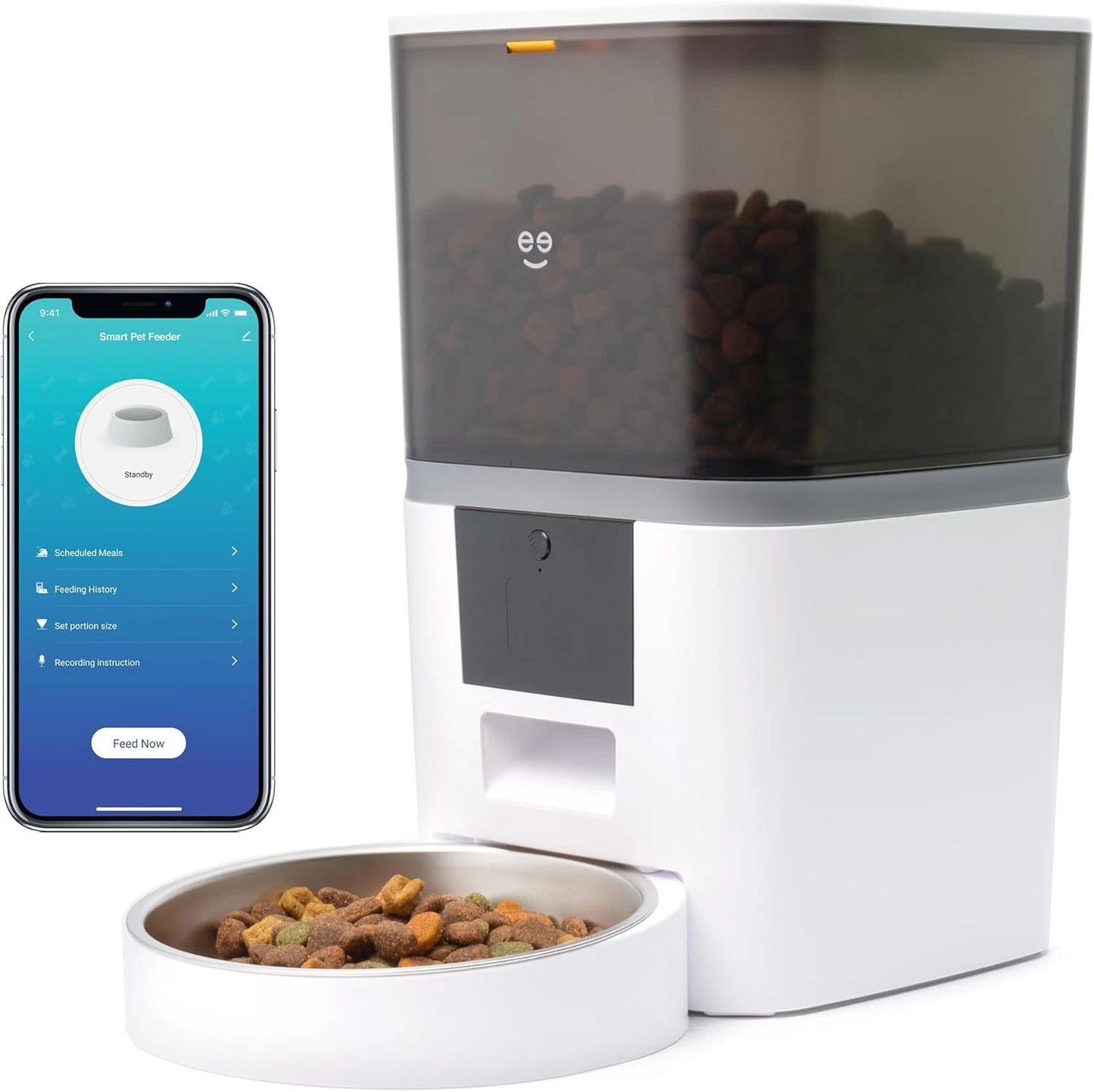 Máy cho thú cưng ăn thông minh 6L - Điều khiển WiFi, Ghi âm giọng nói, Dung lượng lớn, Tự động phân phối thức ăn
