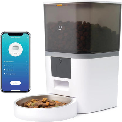 Máy cho thú cưng ăn thông minh 6L - Điều khiển WiFi, Ghi âm giọng nói, Dung lượng lớn, Tự động phân phối thức ăn