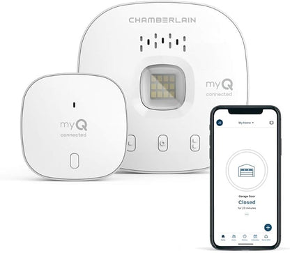 Điều khiển nhà để xe thông minh CHAMBERLAIN - Bộ điều khiển và cảm biến nhà để xe không dây với Wifi & Bluetooth - Điều khiển bằng điện thoại thông minh, myQ-G0401-ES, Màu trắng