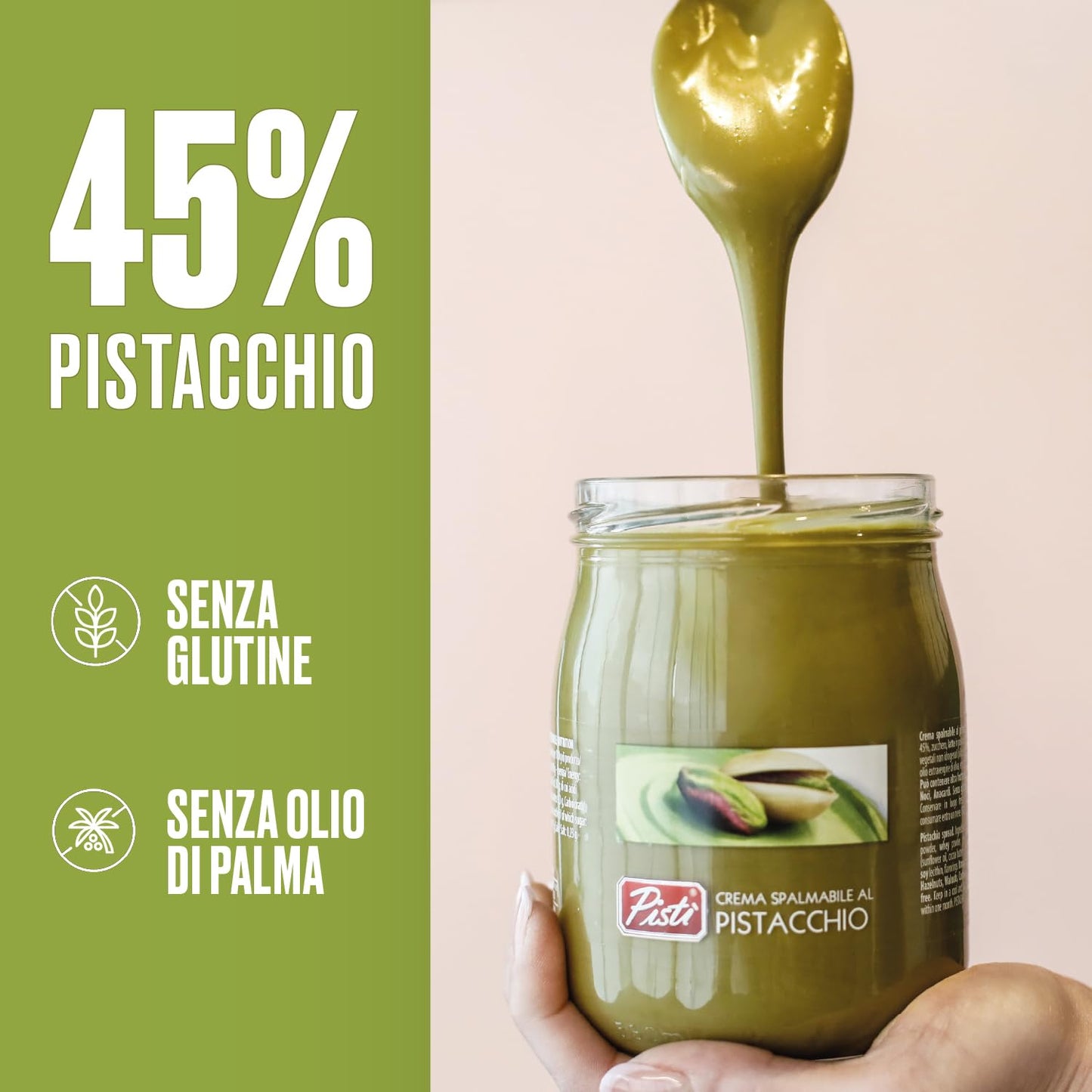 Kem Hạt Dẻ Cười Pisti từ Sicily 600g (21.2 Ounce) | Bơ Hạt Thủ Công Ý | Dùng kèm Bánh Mì và Bánh Quy