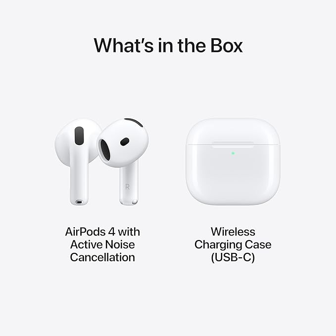 Apple AirPods 4 Tai nghe không dây, Bluetooth, có Chống ồn chủ động, Chế độ thích ứng, Xuyên âm, Âm thanh không gian cá nhân hóa, Hộp sạc USB-C, Sạc không dây, Chip H2