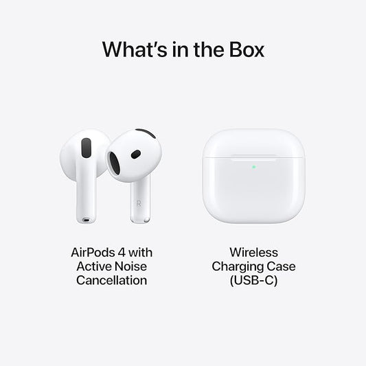 Apple AirPods 4 Tai nghe không dây, Bluetooth, có Chống ồn chủ động, Chế độ thích ứng, Xuyên âm, Âm thanh không gian cá nhân hóa, Hộp sạc USB-C, Sạc không dây, Chip H2