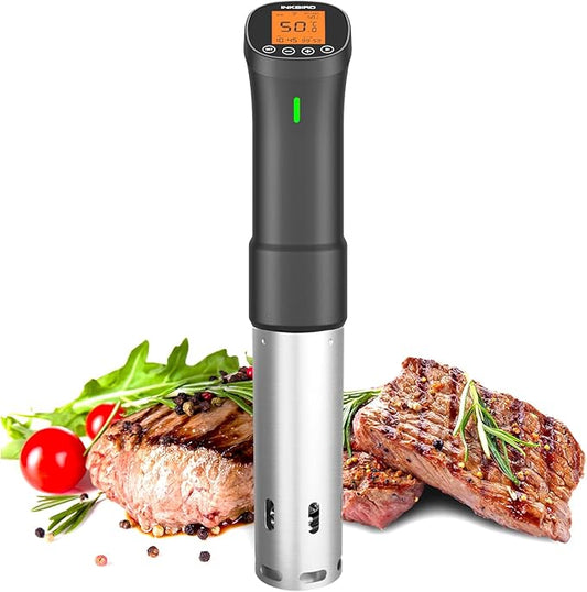 Nồi nấu Sous Vide Wifi 2.4G INKBIRD ISV-200W, Máy Sous Vide 1000W, Thiết bị tuần hoàn ngâm điều khiển từ xa với Công thức nấu ăn qua Ứng dụng, Hẹn giờ, Báo thức, Thông báo di động, Làm nóng nước 3D, Cực kỳ yên tĩnh