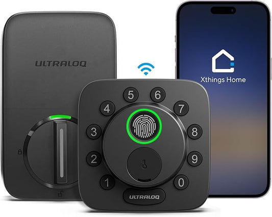 Khóa Thông Minh ULTRALOQ Bolt SE, Wi-Fi Tích Hợp, Matter qua Thread, Tương Thích với Apple Home, Alexa, Google, Khóa Chốt Điện Tử Không Dùng Chìa 7-trong-1 với Nhận Diện Vân Tay, Ứng Dụng, Bàn Phím, Điều Khiển Từ Xa, Pin 18 Tháng
