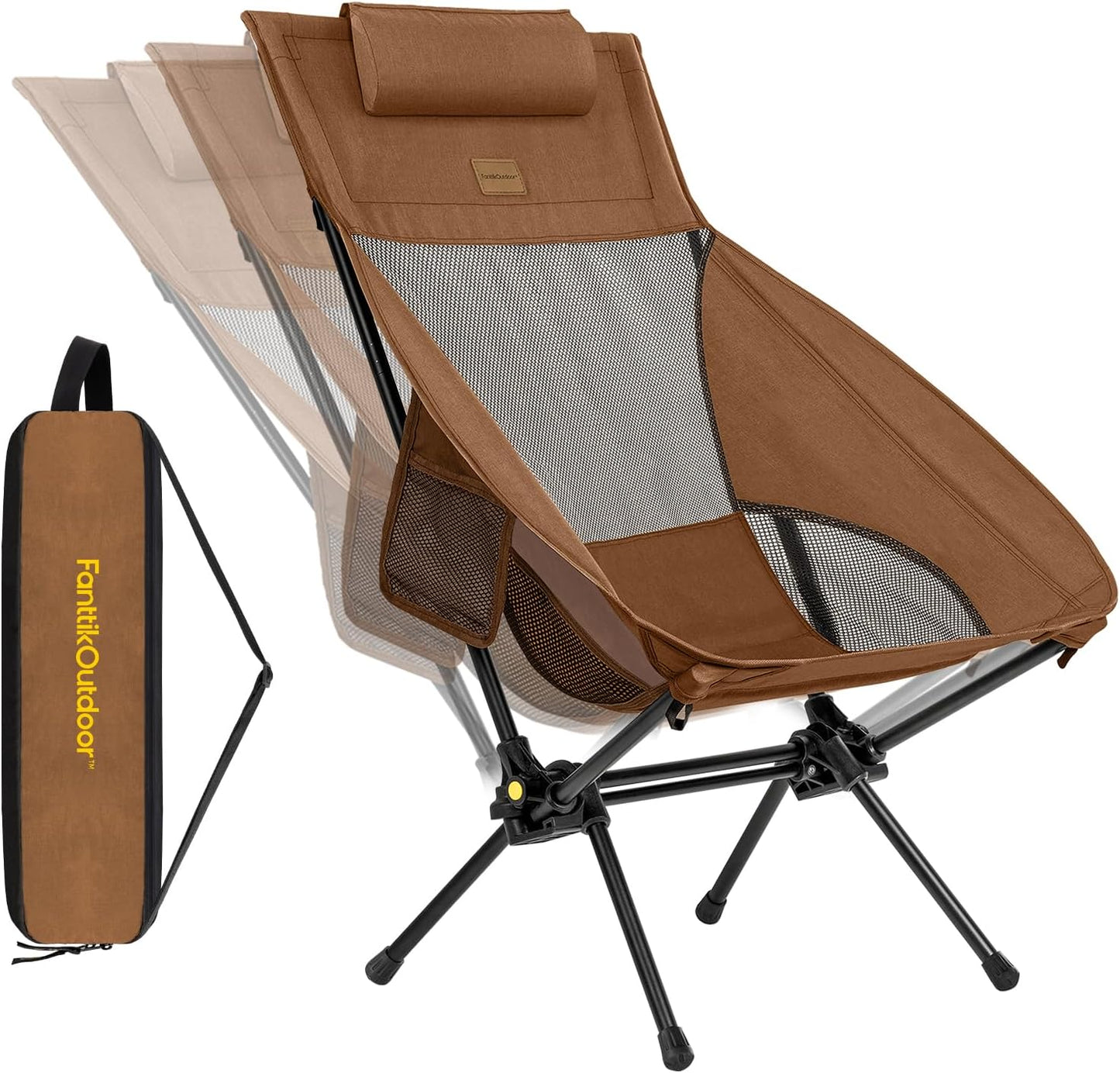 FanttikOutdoor Zeta L8 Max Camping Chair, Portable & Lightweight, Comfort-Driven Foldable Rocking Chair with Carry Bag for Camping, Hiking, Patio, Fishing, Support up to 250 lbs,