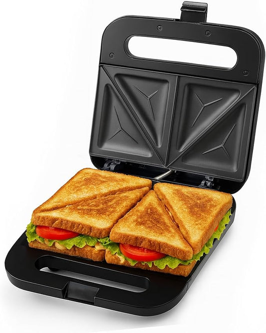 Máy làm bánh mì kẹp điện OVENTE với Đĩa chống dính, Đèn báo, Tay cầm mát khi chạm, Dễ vệ dàng và Cất giữ, Hoàn hảo để Nấu bữa sáng, Phô mai nướng, Cá ngừ tan chảy và Đồ ăn nhẹ, Đen GPS401B