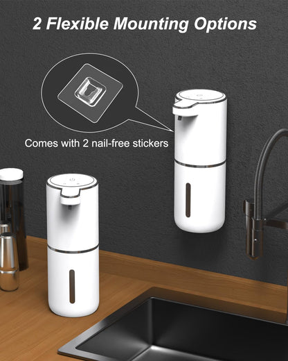 Automatic Foam Soap Dispenser, 380ml Rechargeable Touchless Wall Mounted Soap Dispenser with 4 Adjustable Levels, IPX5