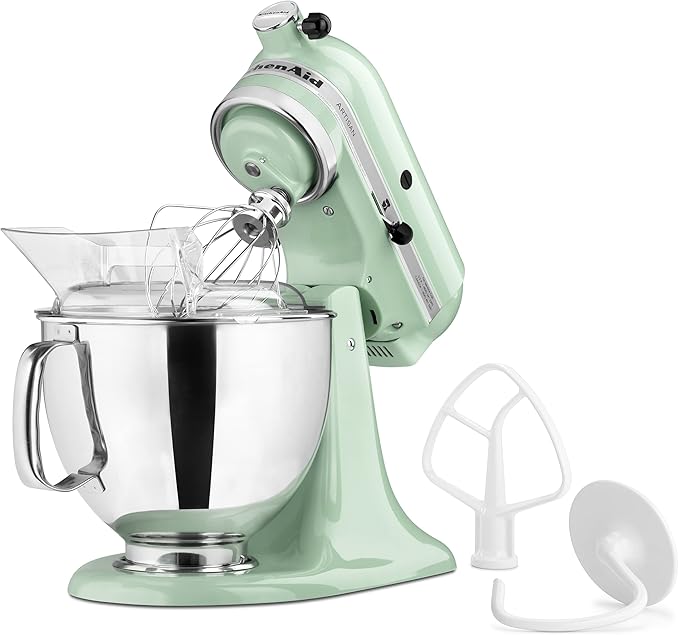 Máy Trộn Đứng KitchenAid Artisan Series 5 Quart Đầu Nghiêng Có Tấm Chắn Chống Văng KSM150PS, Màu Xanh Lá Nhạt