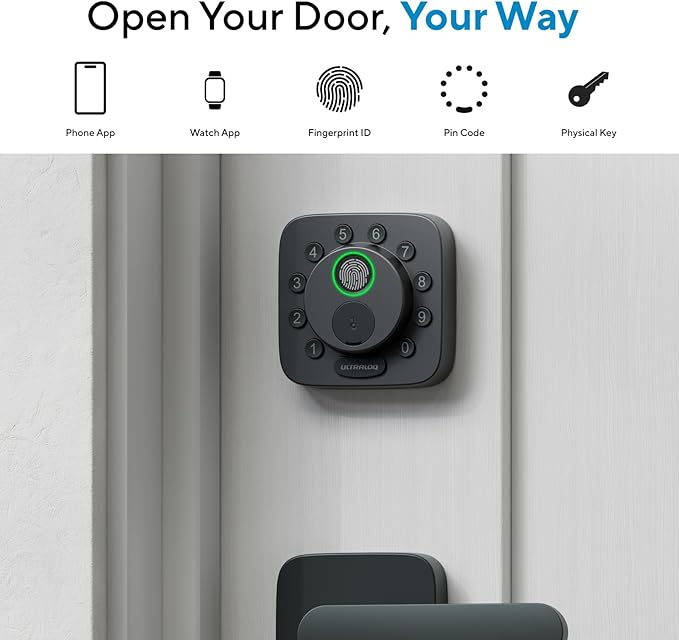 Khóa Thông Minh ULTRALOQ Bolt SE, Wi-Fi Tích Hợp, Matter qua Thread, Tương Thích với Apple Home, Alexa, Google, Khóa Chốt Điện Tử Không Dùng Chìa 7-trong-1 với Nhận Diện Vân Tay, Ứng Dụng, Bàn Phím, Điều Khiển Từ Xa, Pin 18 Tháng