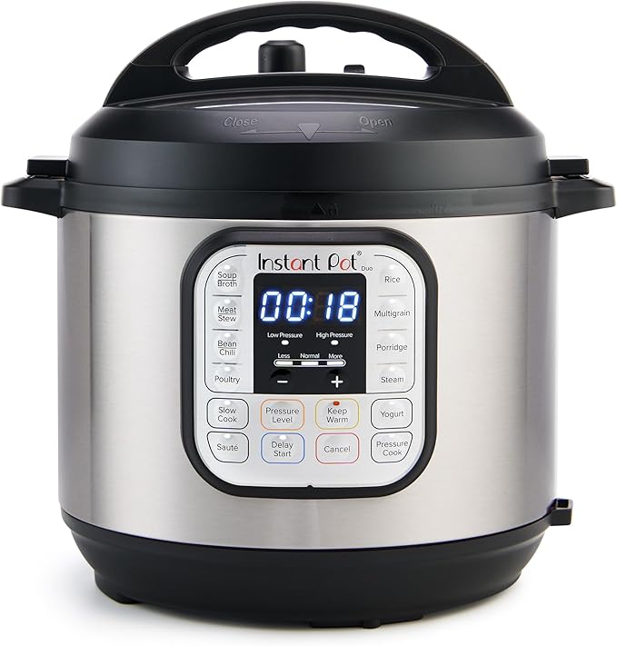 Nồi áp suất điện Instant Pot Duo 7 trong 1, Nồi nấu chậm, Nồi cơm điện, Nồi hấp, Nồi chiên/xào, Máy làm sữa chua, Chức năng giữ ấm & Khử trùng, Bao gồm ứng dụng với hơn 800 công thức nấu ăn, Thép không gỉ, 6 lít