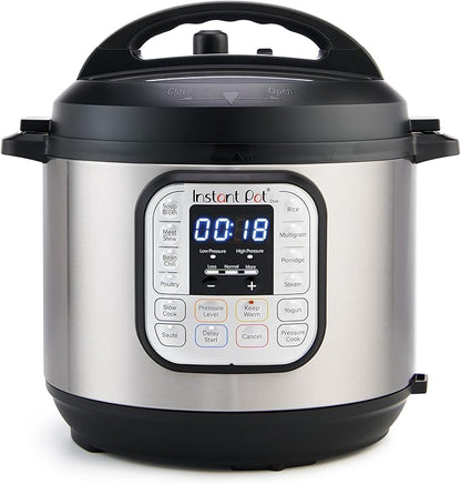 Nồi áp suất điện Instant Pot Duo 7 trong 1, Nồi nấu chậm, Nồi cơm điện, Nồi hấp, Nồi chiên/xào, Máy làm sữa chua, Chức năng giữ ấm & Khử trùng, Bao gồm ứng dụng với hơn 800 công thức nấu ăn, Thép không gỉ, 6 lít