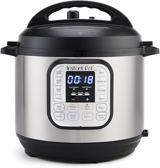 Nồi áp suất điện Instant Pot Duo 7 trong 1, Nồi nấu chậm, Nồi cơm điện, Nồi hấp, Nồi chiên/xào, Máy làm sữa chua, Chức năng giữ ấm & Khử trùng, Bao gồm ứng dụng với hơn 800 công thức nấu ăn, Thép không gỉ, 6 lít