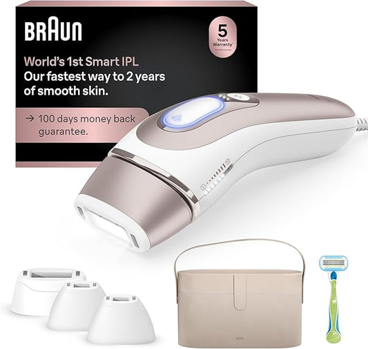Braun Smart IPL, Skin i·Expert Pro 7, Thiết Bị Triệt Lông Tốt Nhất của VOGUE, Triệt Lông IPL Cho Nữ và Nam, Giảm Lông Bằng Laser Vĩnh Viễn Tại Nhà, Ứng Dụng Thông Minh Đầu Tiên Trên Thế Giới, 4 Đầu, IPL7387