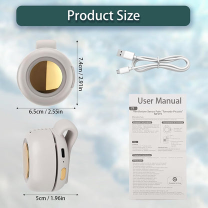 Quạt Kẹp Mini Cầm Tay, Quạt Không Cánh Mini 3 Tốc Độ, Sạc USB Mini Xoay 360°