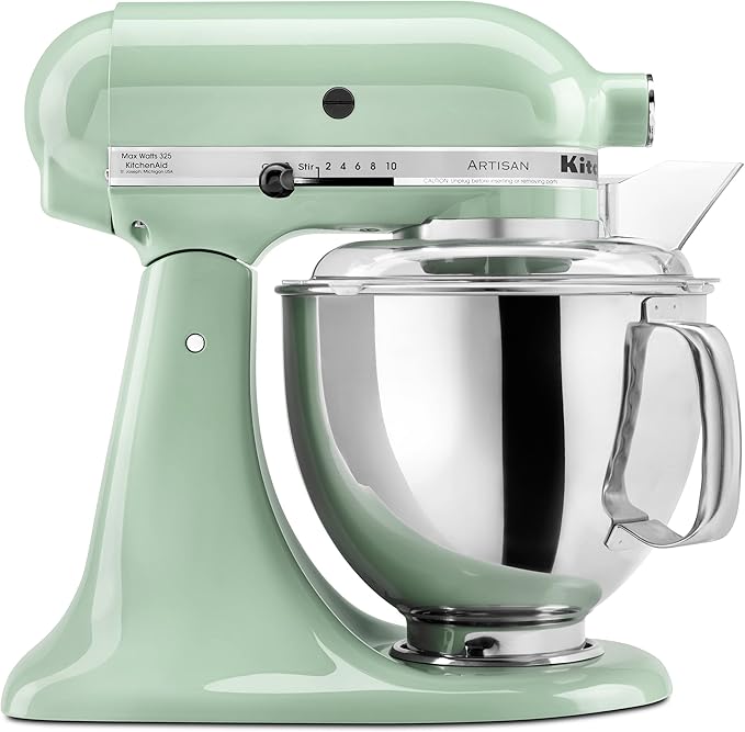 Máy Trộn Đứng KitchenAid Artisan Series 5 Quart Đầu Nghiêng Có Tấm Chắn Chống Văng KSM150PS, Màu Xanh Lá Nhạt