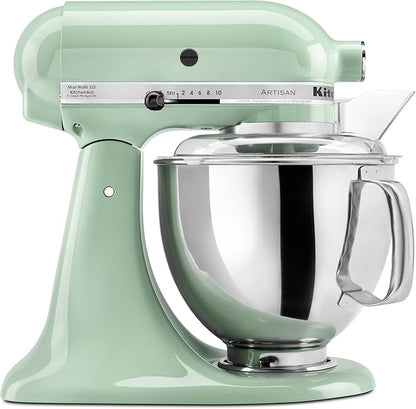 Máy Trộn Đứng KitchenAid Artisan Series 5 Quart Đầu Nghiêng Có Tấm Chắn Chống Văng KSM150PS, Màu Xanh Lá Nhạt