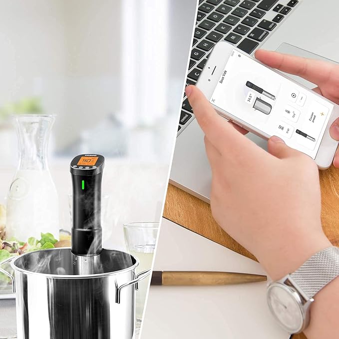 Nồi nấu Sous Vide Wifi 2.4G INKBIRD ISV-200W, Máy Sous Vide 1000W, Thiết bị tuần hoàn ngâm điều khiển từ xa với Công thức nấu ăn qua Ứng dụng, Hẹn giờ, Báo thức, Thông báo di động, Làm nóng nước 3D, Cực kỳ yên tĩnh