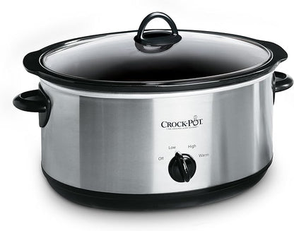 Nồi nấu chậm Crock-Pot 7 Quart hình bầu dục điều khiển thủ công, thép không gỉ (SCV700-S-BR), dụng cụ nấu đa năng cho gia đình lớn hoặc tiệc tùng