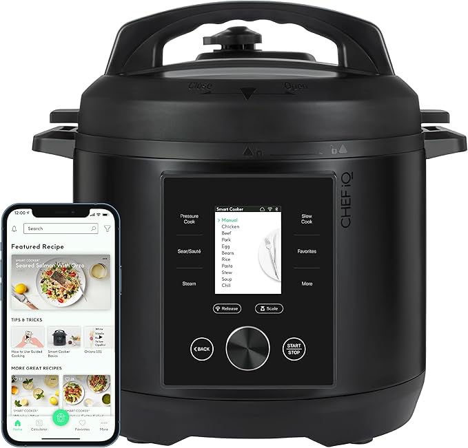 Nồi áp suất thông minh CHEF iQ có WiFi và Cân tích hợp - Nồi đa năng 10 trong 1 dễ sử dụng với hơn 500 công thức nấu ăn hướng dẫn - Nồi cơm điện, Nồi nấu chậm, Bữa ăn nhanh cho người sành ăn - 6 lít - Cỡ gia đình