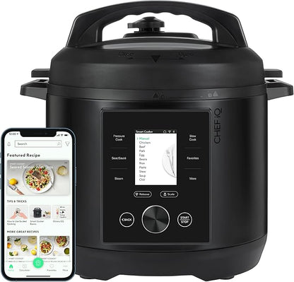 Nồi áp suất thông minh CHEF iQ có WiFi và Cân tích hợp - Nồi đa năng 10 trong 1 dễ sử dụng với hơn 500 công thức nấu ăn hướng dẫn - Nồi cơm điện, Nồi nấu chậm, Bữa ăn nhanh cho người sành ăn - 6 lít - Cỡ gia đình
