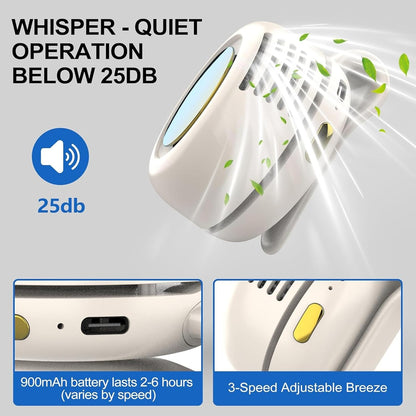 Quạt Kẹp Mini Cầm Tay, Quạt Không Cánh Mini 3 Tốc Độ, Sạc USB Mini Xoay 360°