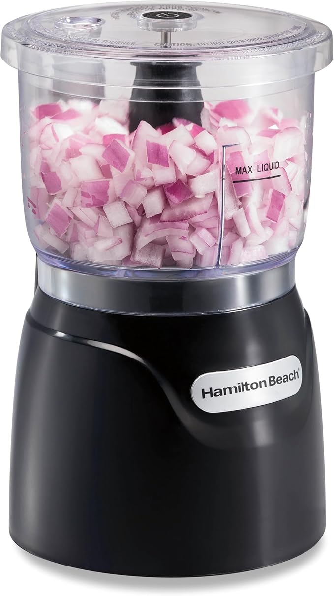 Máy cắt rau và máy xay thực phẩm mini Hamilton Beach, dung tích 3 cốc, công suất 350W, để thái hạt lựu, băm nhỏ và nghiền, màu đen (72850)