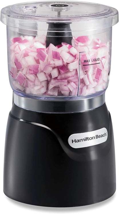 Máy cắt rau và máy xay thực phẩm mini Hamilton Beach, dung tích 3 cốc, công suất 350W, để thái hạt lựu, băm nhỏ và nghiền, màu đen (72850)