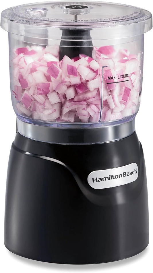 Máy cắt rau và máy xay thực phẩm mini Hamilton Beach, dung tích 3 cốc, công suất 350W, để thái hạt lựu, băm nhỏ và nghiền, màu đen (72850)