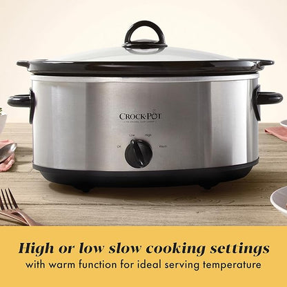 Nồi nấu chậm Crock-Pot 7 Quart hình bầu dục điều khiển thủ công, thép không gỉ (SCV700-S-BR), dụng cụ nấu đa năng cho gia đình lớn hoặc tiệc tùng